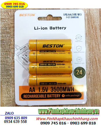 Beston 2AM-92-3500mWh (=2000mAh), Pin sạc 1.5v Lithium Li-ion Beston 2AM-92-3500mWh chính hãng, Loại Vỉ 4viên